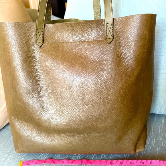 Madewell Olive Green Leather Tote with Suede Stripe - Picture 3 of 4